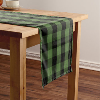 Farbschwarz-grünes Gingham-Karo-Muster Kurzer Tischläufer