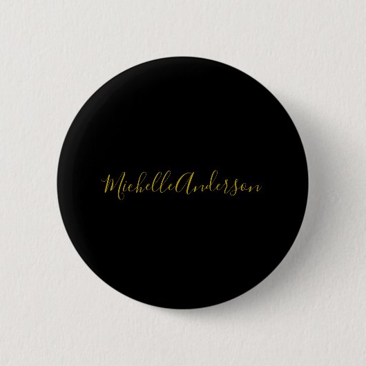 Farbschwarz Moderner Minimalistischer Handschrifte Button (Vorderseite)