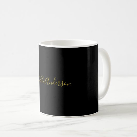Farbschwarz Moderner Minimalistischer Handschrifte Kaffeetasse (VorderseiteRechts)