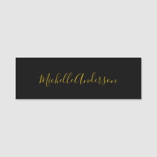Farbschwarz Moderner Minimalistischer Handschrifte Namensschild (Vorderseite)