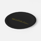 Farbschwarz Moderner Minimalistischer Handschrifte Pappteller (Schrägansicht)