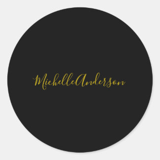 Farbschwarz Moderner Minimalistischer Handschrifte Runder Aufkleber