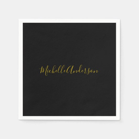 Farbschwarz Moderner Minimalistischer Handschrifte Serviette (Vorderseite)