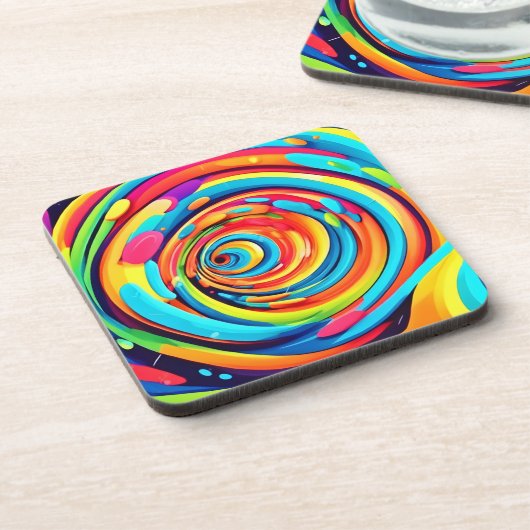 Farbschwirren im psychedelischen Tunnel Getränkeuntersetzer (Linke Seite)