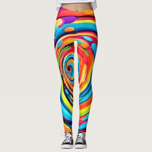 Farbschwirren im psychedelischen Tunnel Leggings (Vorderseite)
