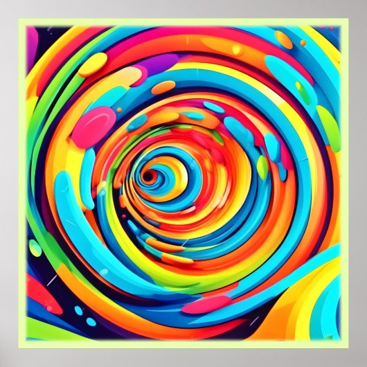 Farbschwirren im psychedelischen Tunnel Poster (Vorne)