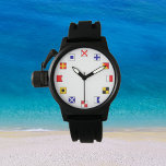 Farbsegler für Segler Armbanduhr<br><div class="desc">Zeigt die nautischen Segelfahnen für die Anzahl der Uhr Gesicht. Die Flaggen werden für die Kommunikation auf dem Wasser verwendet. Für Segler,  Bootsfahrer und Leute,  die Liebe alles nautisch. Cool. Macht ein nettes Geschenk.</div>