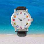 Farbsegler für Segler Armbanduhr<br><div class="desc">Zeigt die nautischen Segelfahnen für die Anzahl der Uhr Gesicht. Die Flaggen werden für die Kommunikation auf dem Wasser verwendet. Für Segler,  Bootsfahrer und Leute,  die Liebe alles nautisch. Cool. Macht ein nettes Geschenk.</div>