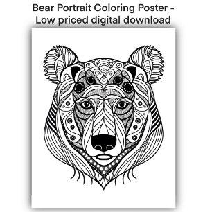 Farbseite - Bärenportrait, Farbe für sich Poster