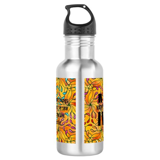 Farbseite Benutzerdefinierte schwarze Monogramme u Edelstahlflasche (Rückseite)