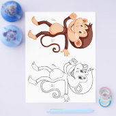 Farbseite für Affen mit niedlichem Cartoon Flyer (Einzeln)