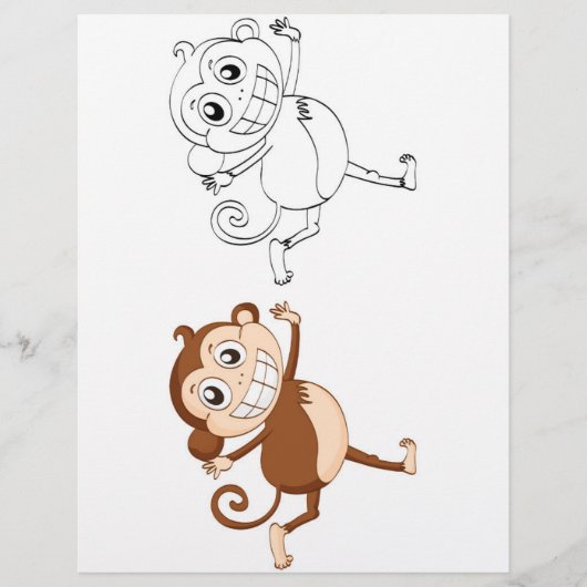 Farbseite für Affen mit niedlichem Cartoon Flyer (Vorne)