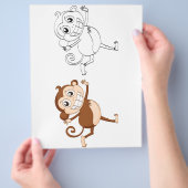 Farbseite für Affen mit niedlichem Cartoon Flyer (Hand)