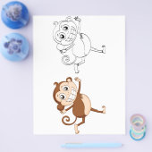 Farbseite für Affen mit niedlichem Cartoon Flyer (Einzeln)