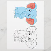 Farbseite für Elefanten des niedlichen Cartoon Flyer (Vorne)