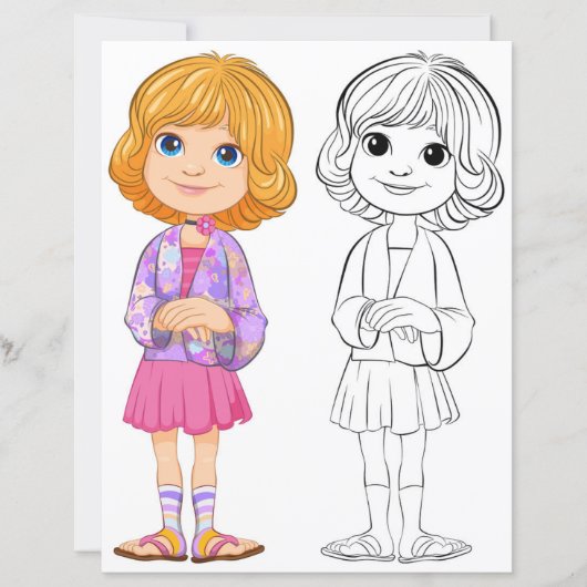 Farbseite für niedliche Cartoon (Vorderseite)