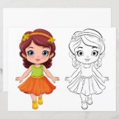 Farbseite für niedliche Cartoon (Vorne/Hinten)