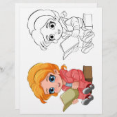 Farbseite für niedliche Cartoon (Vorne/Hinten)