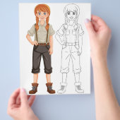 Farbseite für niedliche Cartoon Flyer (Hand)