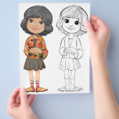 Farbseite für niedliche Cartoon Flyer (Hand)