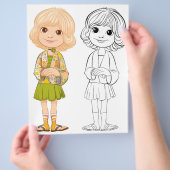 Farbseite für niedliche Cartoon Flyer (Hand)