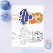 Farbseite für niedliche Cartoon Flyer (Einzeln)