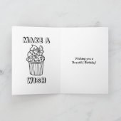 Farbseite | Geburtstag eines Personalisierten Mädc Karte (Innenseite)