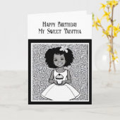 Farbseite | Geburtstag eines Personalisierten Mädc Karte (Gelbe Blume)