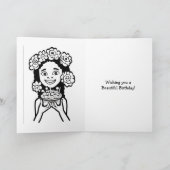 Farbseite | Kleines Mädchen von Farbe zum Geburtst Karte (Innenseite)