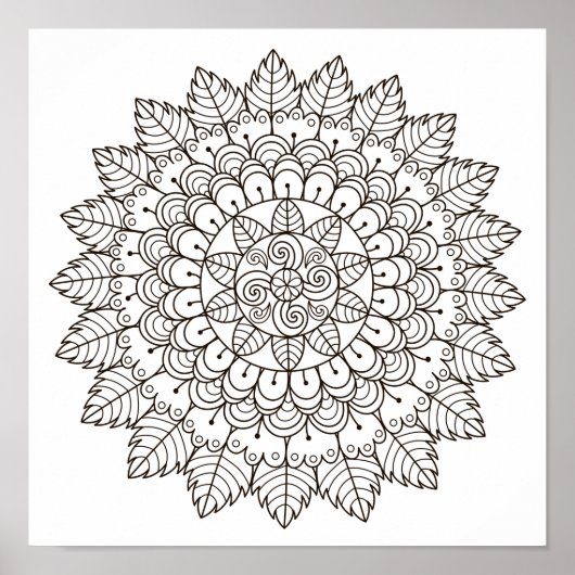 Farbseite Leaf Petal Mandala Poster (Vorne)