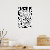 Farbseite Schöne Blume auf schwarz Poster (Küche)