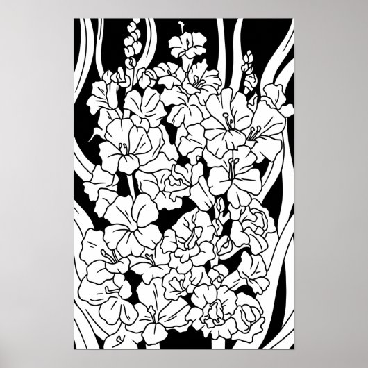 Farbseite Schöne Blume auf schwarz Poster (Vorne)