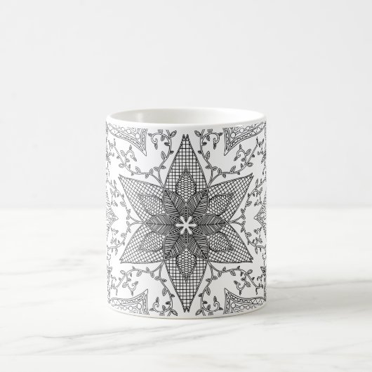 Farbseite Schwarz-Weiß-Mandala Kaffeetasse (Mittel)