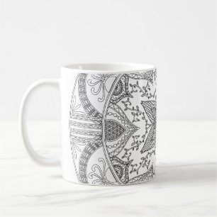 Farbseite Schwarz-Weiß-Mandala Kaffeetasse
