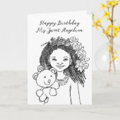 Farbseite zum Geburtstag | Afrikanischer Cartoon Karte (Gelbe Blume)