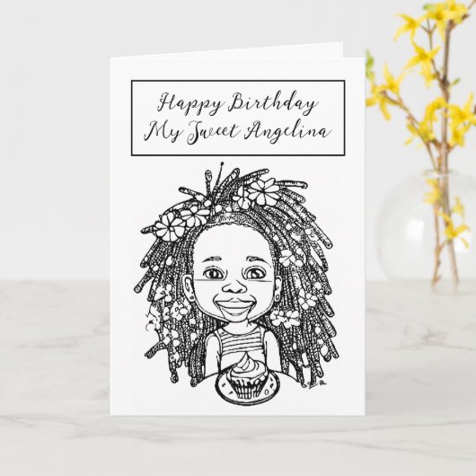 Farbseite zum Geburtstag Karte (Gelbe Blume)