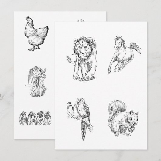 Farbseiten für Kinder Einladung (Vorne/Hinten)