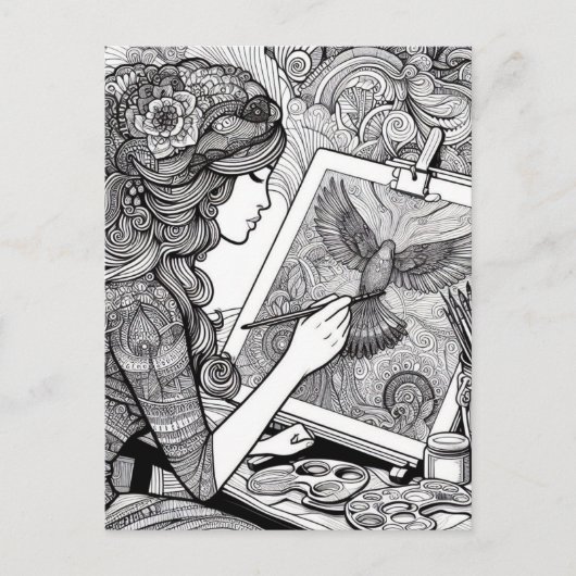 Farbseiten Geschenkartikel zum Färben von Buchgesc Postkarte (Vorderseite)