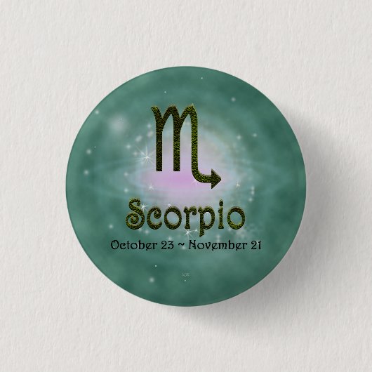 Farbskorpium Zodiac Astrologisches Zeichen Button (Vorderseite)