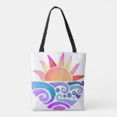 Farbsonnenübersatz über Wasser mit Monogramm Tasche (Rückseite)