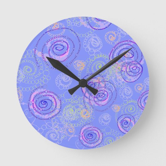 Farbspirale Uhr, Periwinkle Runde Wanduhr (Vorderseite)