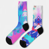 Farbspritze abstraktes Design lila rote Fuchsie Socken (Linkes Detail)