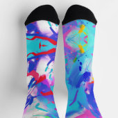 Farbspritze abstraktes Design lila rote Fuchsie Socken (Oben)