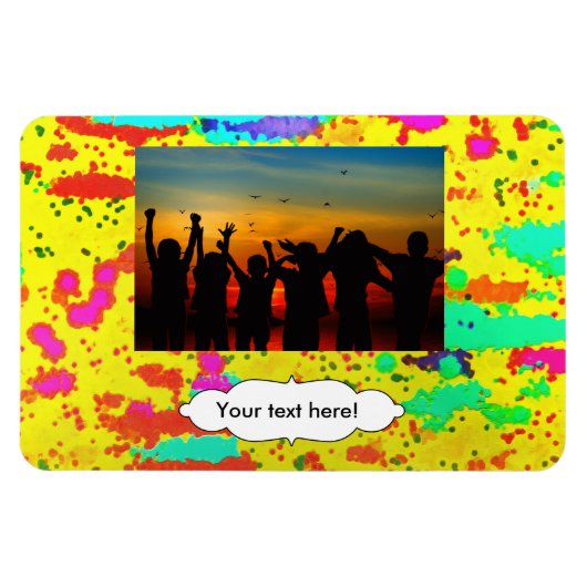 Farbspritze auf gelbem Hintergrund Magnet (Horizontal)