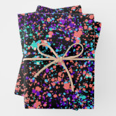 Farbspritze| Grüne lila Koralle auf Schwarz| Geschenkpapier Set (Beispiel)