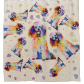 Farbspritzen-Pudelhund auf Leinwand Duschvorhang (Vorderseite)