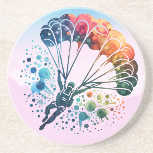 Farbsprühender Wasserfarben-Fallschirmspringer Getränkeuntersetzer