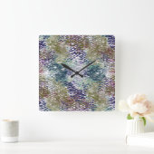 Farbsteine und Spritzer aus Hammerglas Quadratische Wanduhr (Zuhause)