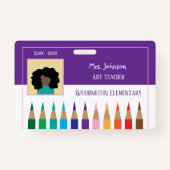 Farbstift-Kunstlehrer Lila horizontales Abzeichen Ausweis (Vorderseite)