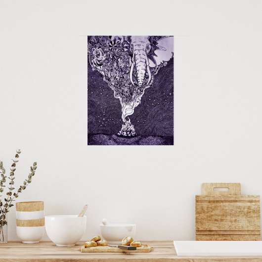 Farbstift und Tinte gezeichnet Poster (Küche)